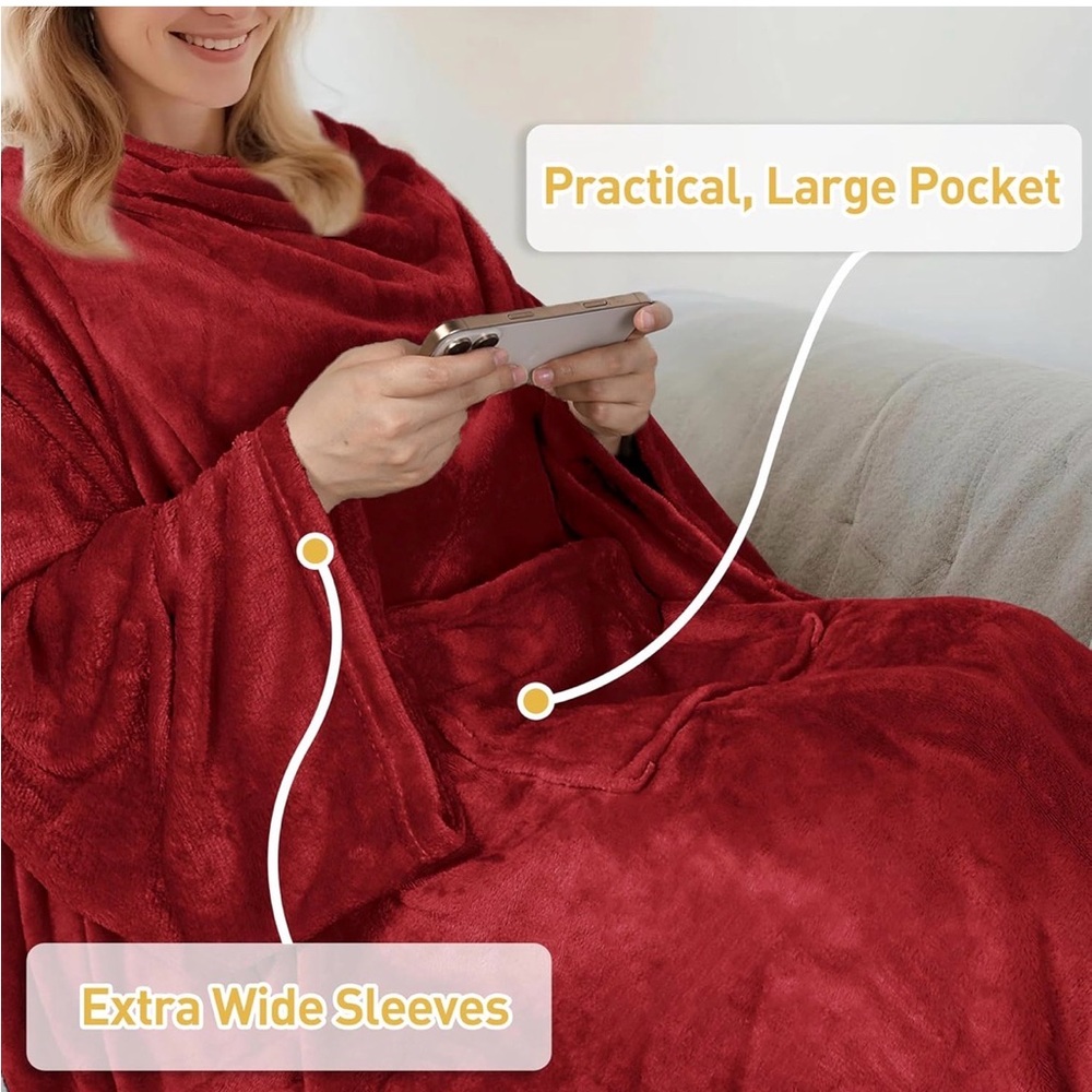 NWT Catalonia Wearable Fleece Blanket with Sleeves and Foot Pockets - Picture 5 of 7